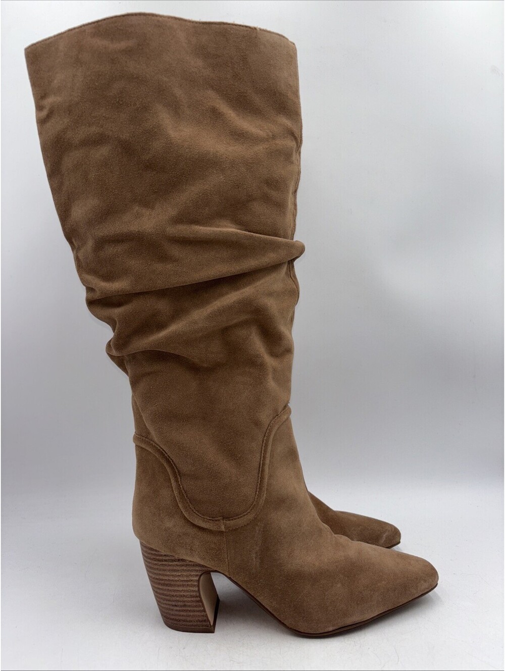 Vince Camuto Women’s Chelsey Slouch Knee High Boots Tan Suede, Size 11W- XC